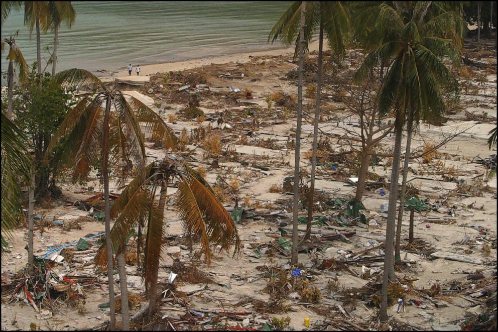 PHOTO: Kho Phi Phi Island after it was hot by a tidal wave, Dec. 30, 2004, In Thailand.