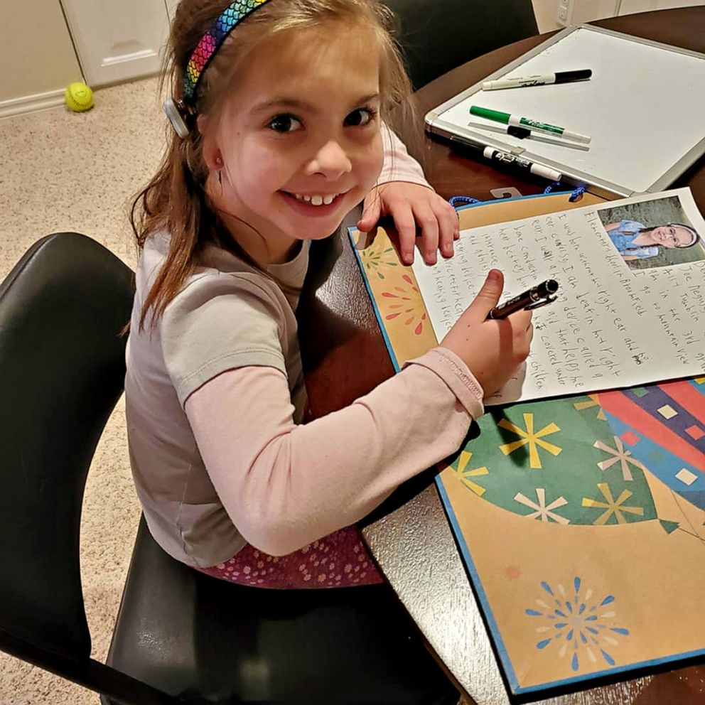 PHOTO: Ally Tumblin, now 9, is pictured writing her letter to her local congressman.