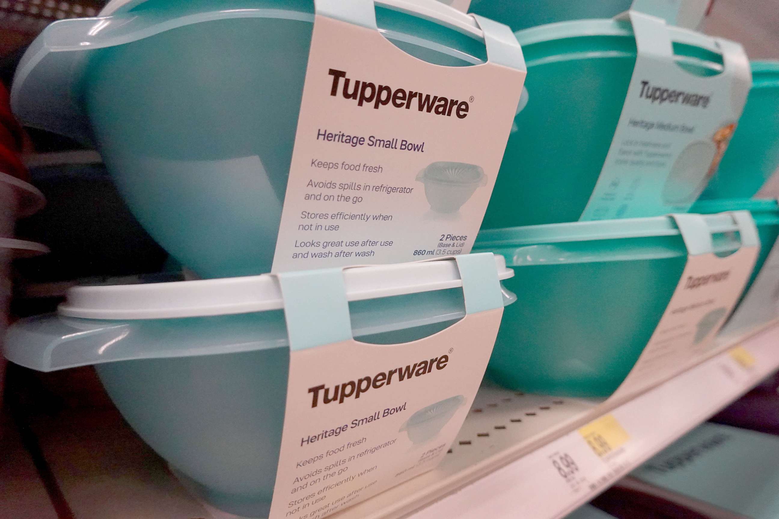 PHOTO: Tupperware products are offered for sale at a retail store on April 10, 2023 in Chicago, Illinois.