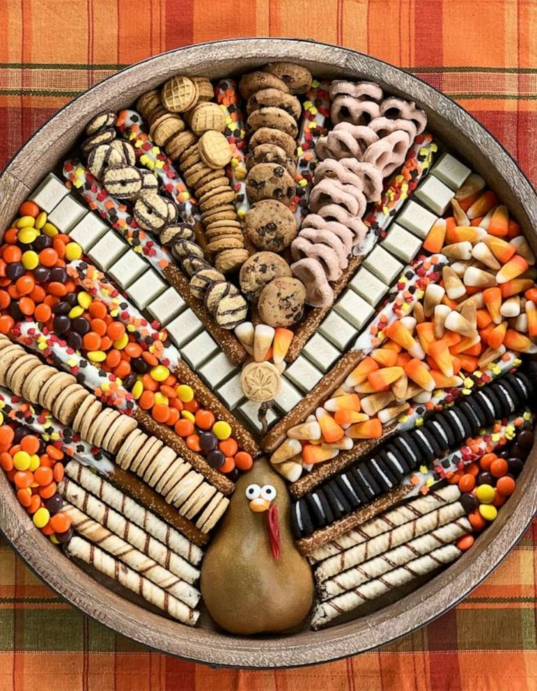 PHOTO: This festive turkey-shaped dessert board is a sweet way to celebrate Thanksgiving. 