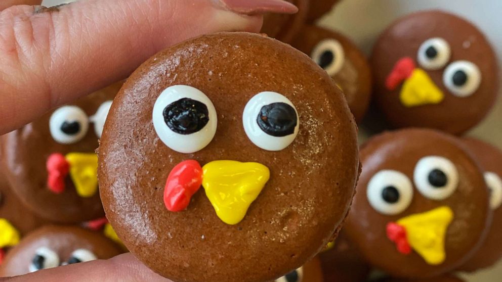 PHOTO: Turkey decorated French macarons.