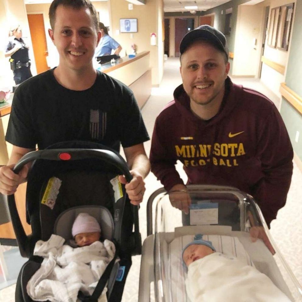 VIDEO: Twin brothers welcome baby boys hours apart  
