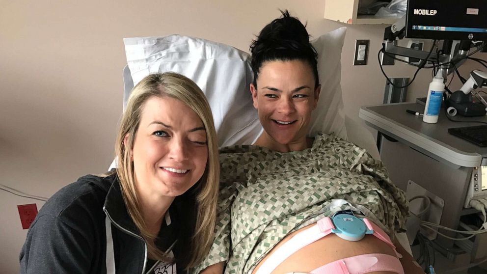 PHOTO: Whitney Bliesner of Oregon, is now a new mom to twins thanks to her own twin, Jill Noe, who carried the children for Bliesner due to a rare health condition that prevented her from doing so herself.