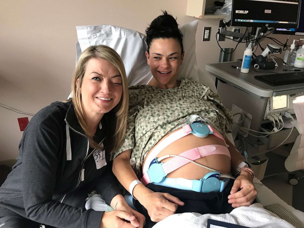 PHOTO: Whitney Bliesner of Oregon, is now a new mom to twins thanks to her own twin, Jill Noe, who carried the children for Bliesner due to a rare health condition that prevented her from doing so herself.