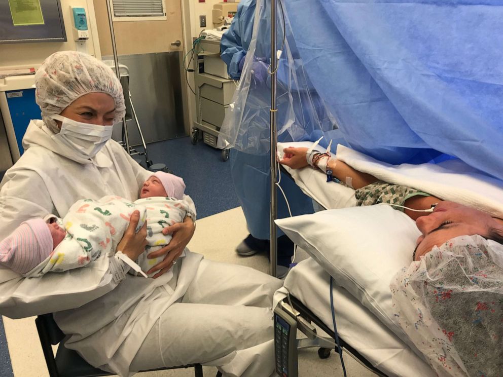 PHOTO: Whitney Bliesner is now a new mom to twins thanks to her own twin, Jill Noe, who carried the children for Bliesner due to a rare health condition, neurofibromatosis type 2 (NF2), that prevented her from doing so herself.