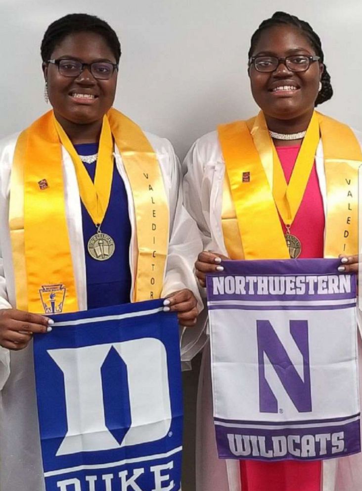 PHOTO: Tia and Tyra Smith accepted the highest academic title at Lindblom Math and Science Academy in Illinois. The 18-year-old sisters graduated with 4.0 GPAs.