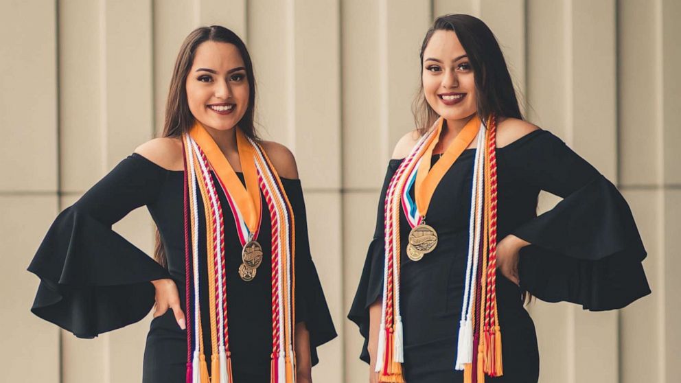 PHOTO: A set of twins, Judith and Janette Briseño, 17, have been named valedictorian and salutatorian of Mesquite High School's graduating class of 2020 in Texas.