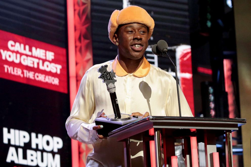 PHOTO: Tyler, the Creator accepts the 'Hip Hop Album of the Year' onstage during the 2021 BET Hip Hop Awards at Cobb Energy Performing Arts Center, Oct. 1, 2021, in Atlanta.