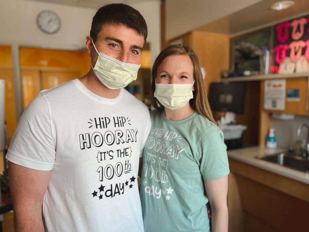 PHOTO: Tyler and Lindsay Staup, both teachers, were inspired by their schools' 100-day celebrations and wanted to bring the fun and joyful tradition into the hospital NICU.