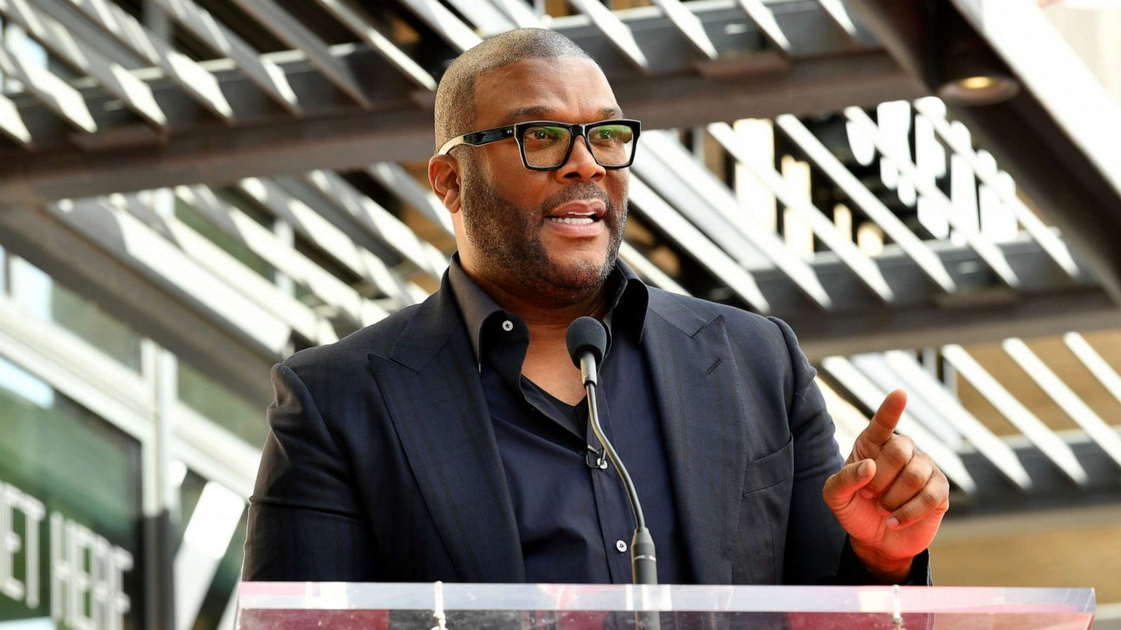 PHOTO: Tyler Perry speaks at the ceremony honoring Dr. Phil McGraw with a star on The Hollywood Walk Of Fame, Feb. 21, 2020, in Hollywood, Calif.