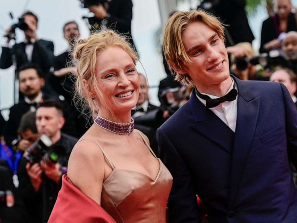 Uma Thurman hits Cannes red carpet with son Levon Hawke: See the photos - ABC News