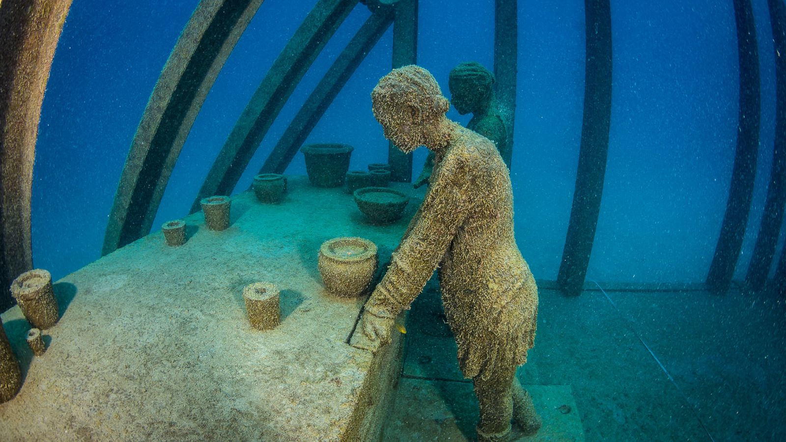 PHOTO: This photo, distributed by the Museum Of Underwater Art, Townsville, North Queensland, shows an example of the underwater art on display.