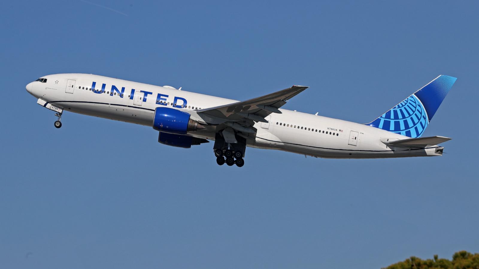 PHOTO: A Boeing 777-222 from United Airlines takes off from Barcelona Airport, Feb. 29, 2024, in Barcelona, Spain.