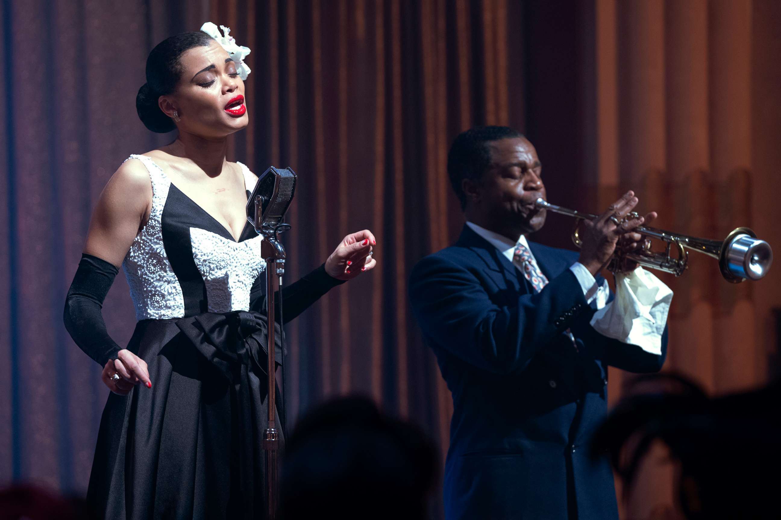 PHOTO: Andra Day and Kevin Hanchard appear in a scene from the 2021 film, "The United States vs. Billie Holiday."