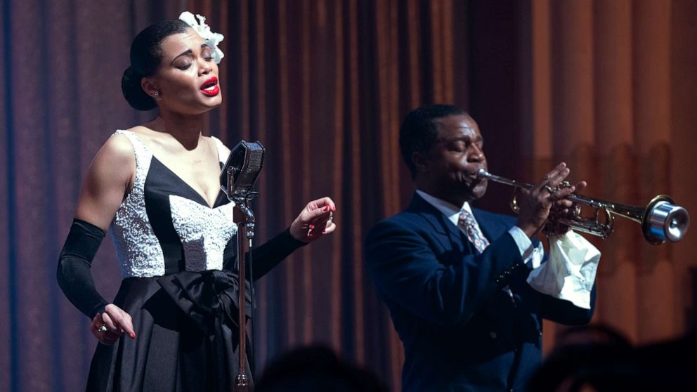 PHOTO: Andra Day and Kevin Hanchard appear in a scene from the 2021 film, "The United States vs. Billie Holiday."