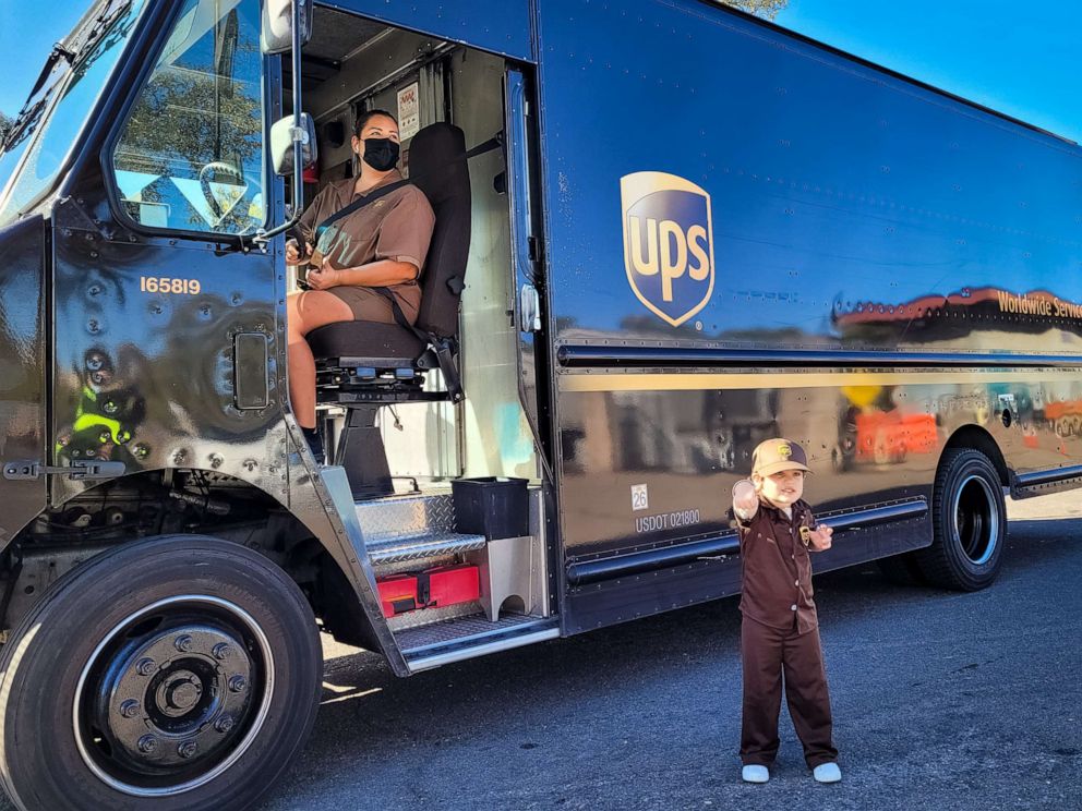 PHOTO: Marco Elizondo, 2, was surprised with a mini UPS truck in early March, though his love for the big, brown trucks started around Christmas when he'd see them drive by his California home, mom Clarissa Alcazar told "GMA."