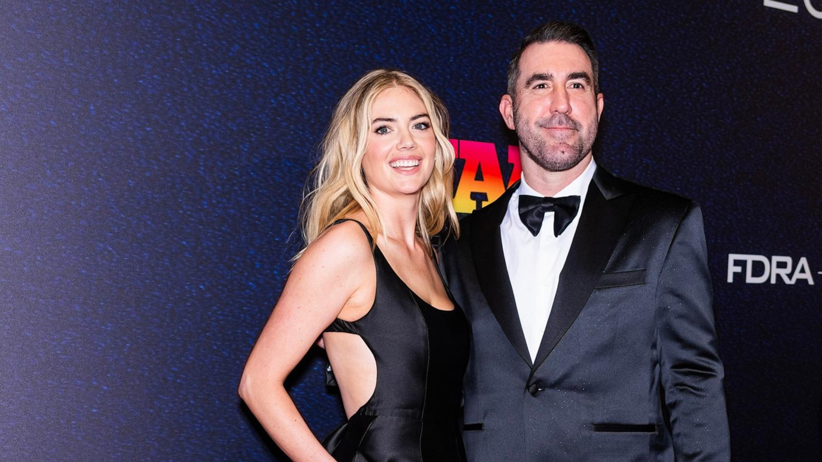 PHOTO: Kate Upton (L) and Justin Verlander attend the 37th Annual Footwear News Achievement Awards at Cipriani South Street on November 29, 2023 in New York City.