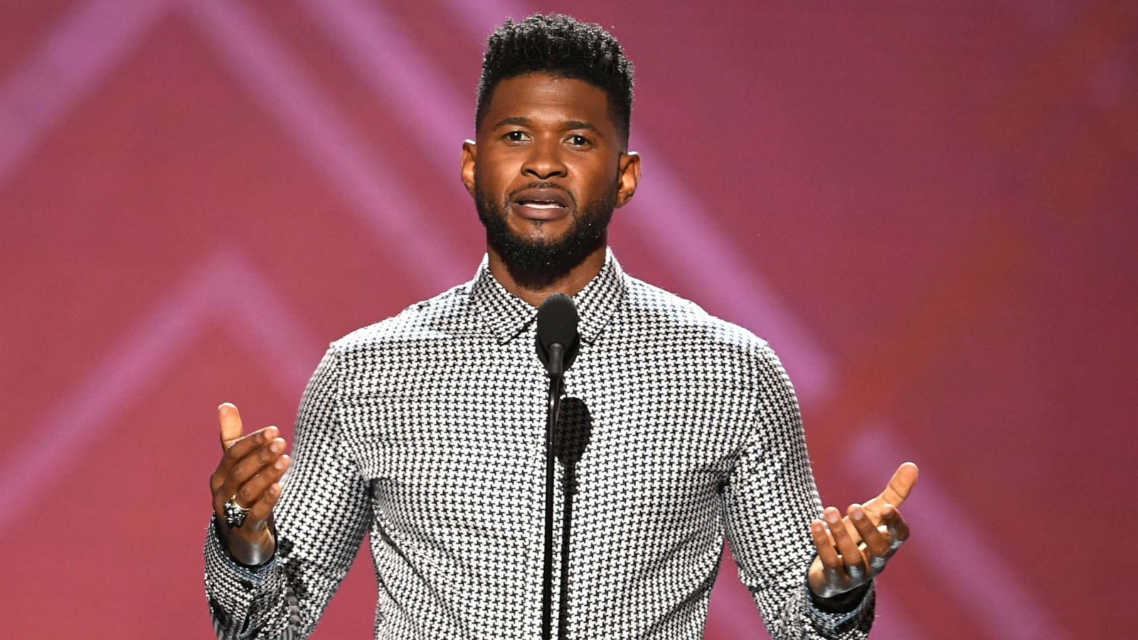 PHOTO: Usher speaks onstage during The 2019 ESPYs at Microsoft Theater on July 10, 2019 in Los Angeles, California.