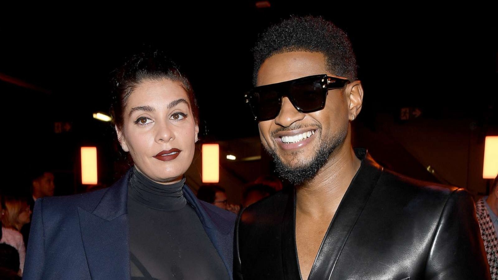 PHOTO: Jenn Goicoechea and Usher attend an event, Feb. 28, 2020, in Paris.