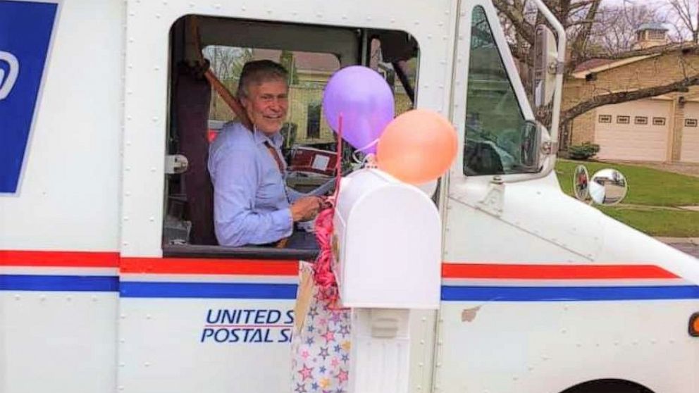 PHOTO: Brett Wittwer, 69, a USPS mail carrier in Cincinnati, was surprised with gifts from residents on his route on his last day of work, March 26, 2021.