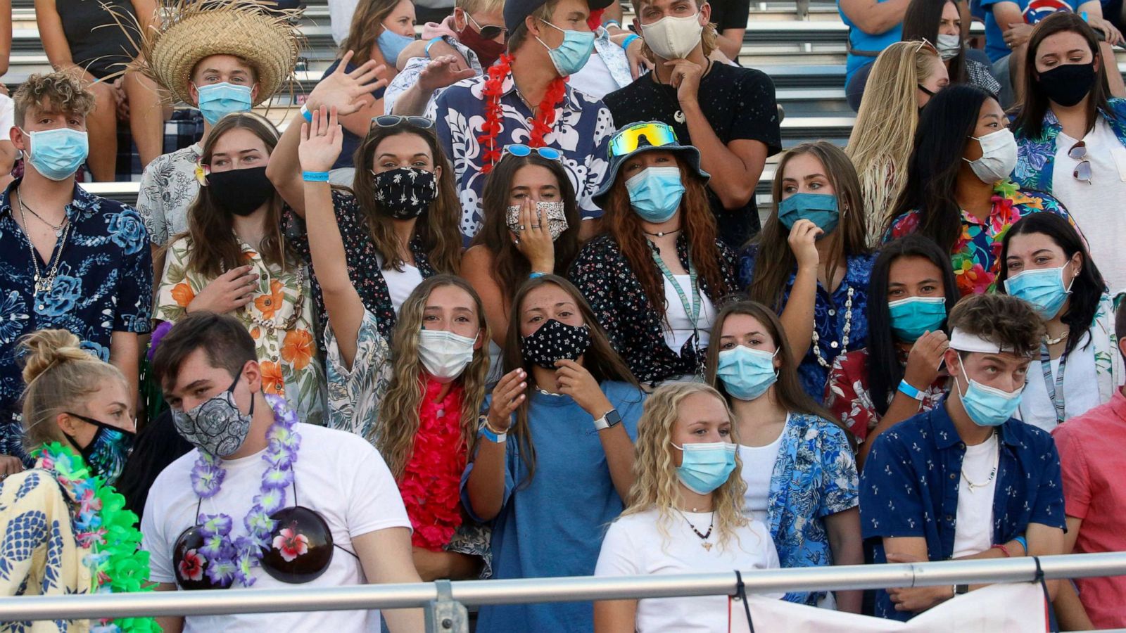 PHOTO: Herriman fans look on during a high school football game against Davis on Aug. 13, 2020, in Herriman, Utah.