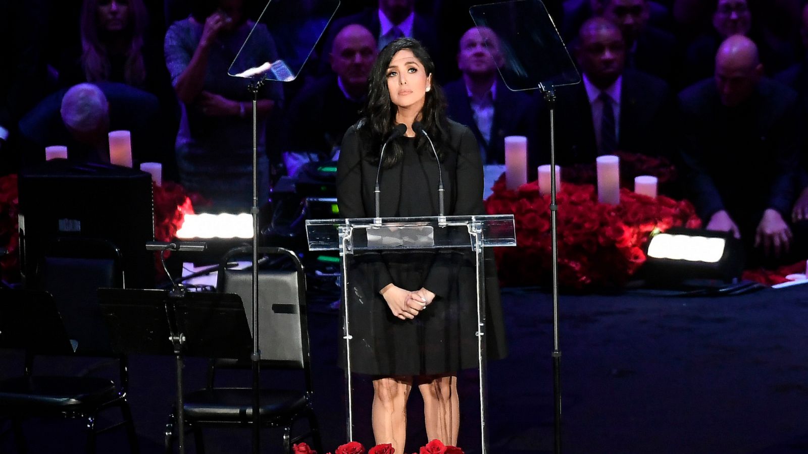 PHOTO: Vanessa Bryant speaks during The Celebration of Life for Kobe & Gianna Bryant at Staples Center on Feb. 24, 2020 in Los Angeles.