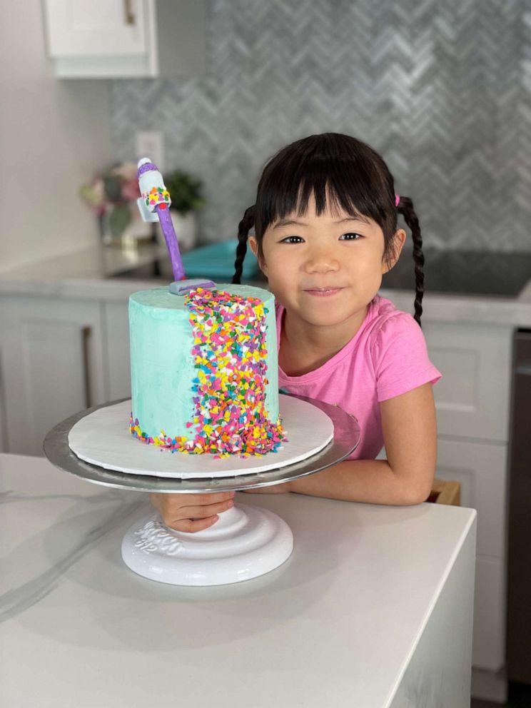 PHOTO: Ellis Tang with her dad's Dyson vacuum-inspired birthday cake.