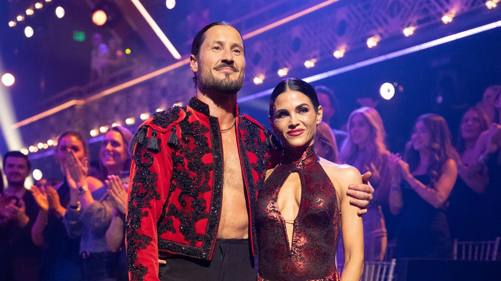 PHOTO: Val Chmerkovskiy and and his dance partner Jenna Dewan are shown on the set of "Dancing With The Stars," Oct. 13, 2026.