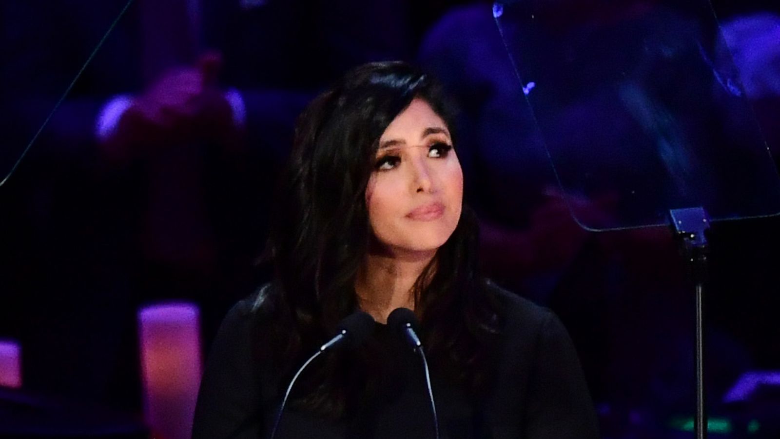 PHOTO: Kobe Bryant's wife Vanessa Bryant speaks during the "Celebration of Life for Kobe and Gianna Bryant" service at Staples Center in Los Angeles on Feb. 24, 2020.