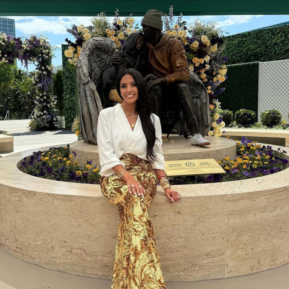 PHOTO: Vanessa Bryant appears in this image she shared on her Instagram page with the statue of Kobe Bryant and Gianna Bryant behind her.