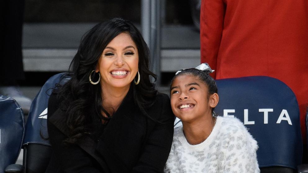 PHOTO: In this Nov. 29, 2015, file photo, Vanessa Bryant and Gianna Maria-Onore Bryant attend a basketball game between the Indiana Pacers and the Los Angeles Lakers at Staples Center in Los Angeles.