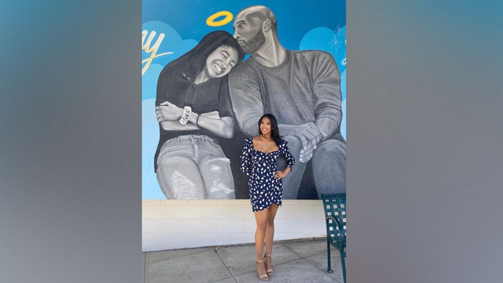 PHOTO: Kobe Bryant's eldest daughter, Natalia, posed in front of a mural honoring the basketball star and daughter Gianna, who died in a helicopter crash in January.