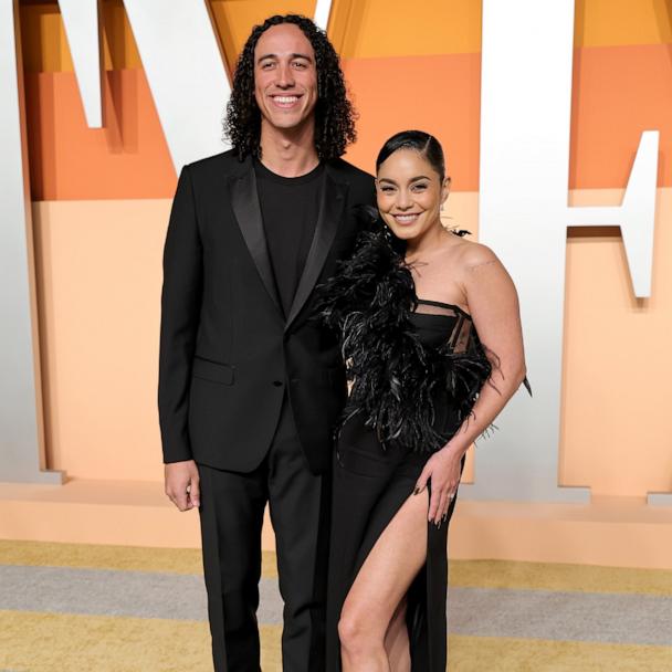 In this March, 2, 2025, file photo, Cole Tucker and Vanessa Hudgens attend the 2025 Vanity Fair Oscar Party Hosted By Radhika Jones at Wallis Annenberg Center for the Performing Arts in Beverly Hills, Calif.