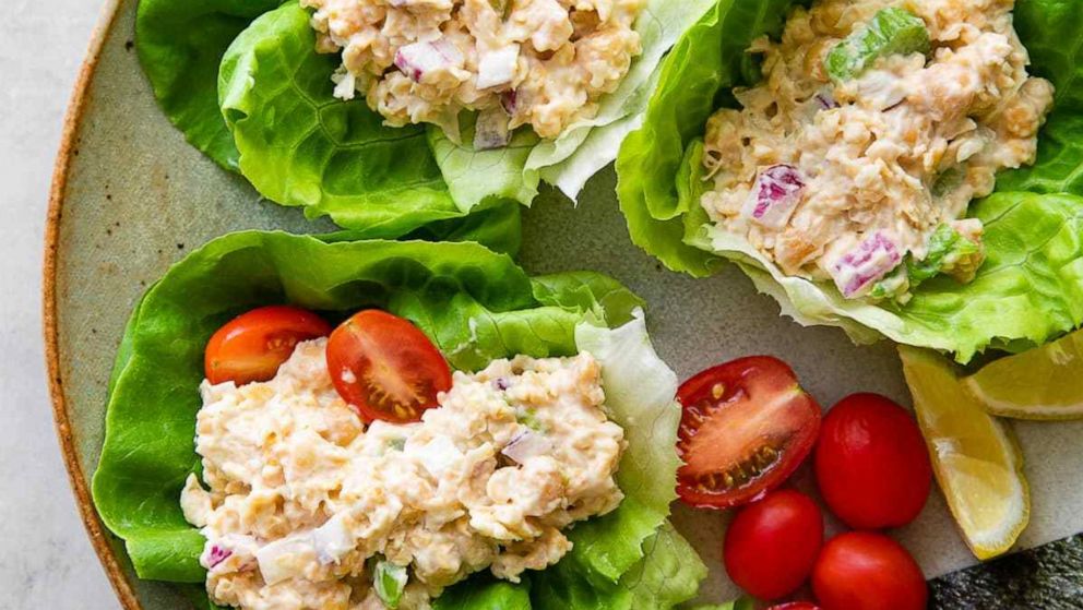 PHOTO: Vegan chickpea "tuna" salad served in lettuce cups.