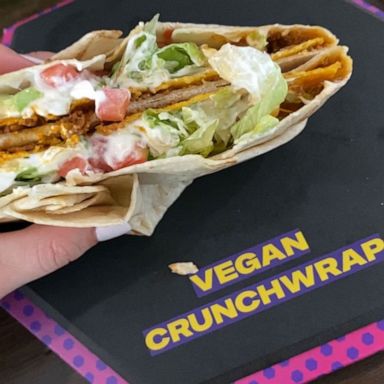 PHOTO: A cross-section of the new Vegan Crunchwrap at Taco Bell.
