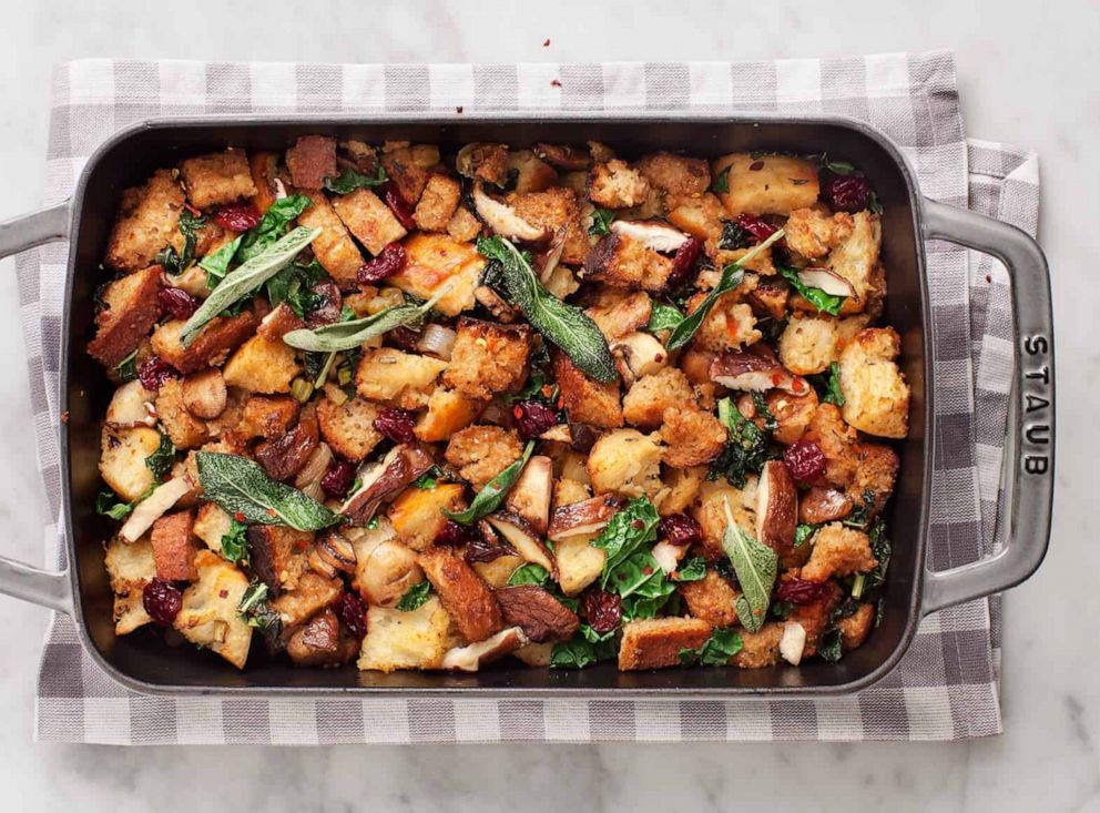 PHOTO: A vegan stuffing casserole for Thanksgiving.