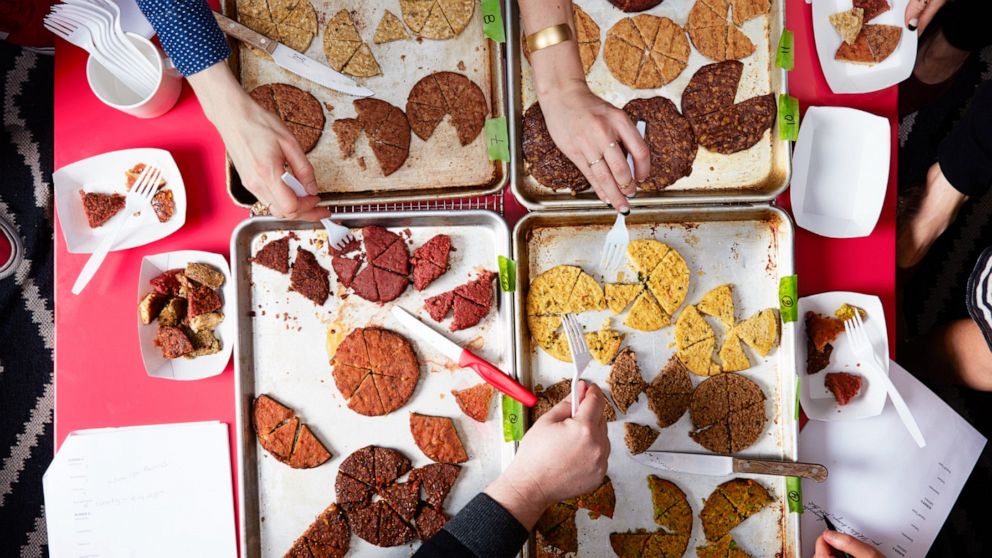 PHOTO: An array of various store-bought veggie burgers.