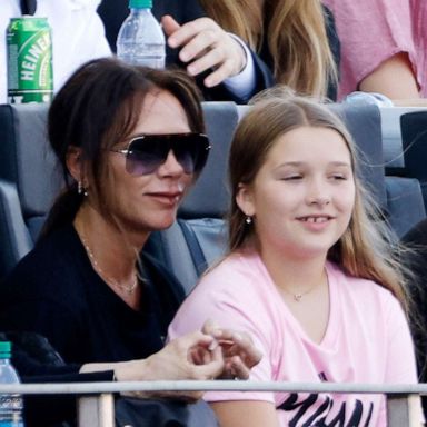 PHOTO: Victoria Beckham and daughter Harper Beckham attend the game between Inter Miami FC and the Los Angeles Galaxy in Fort Lauderdale, April 18, 2021.