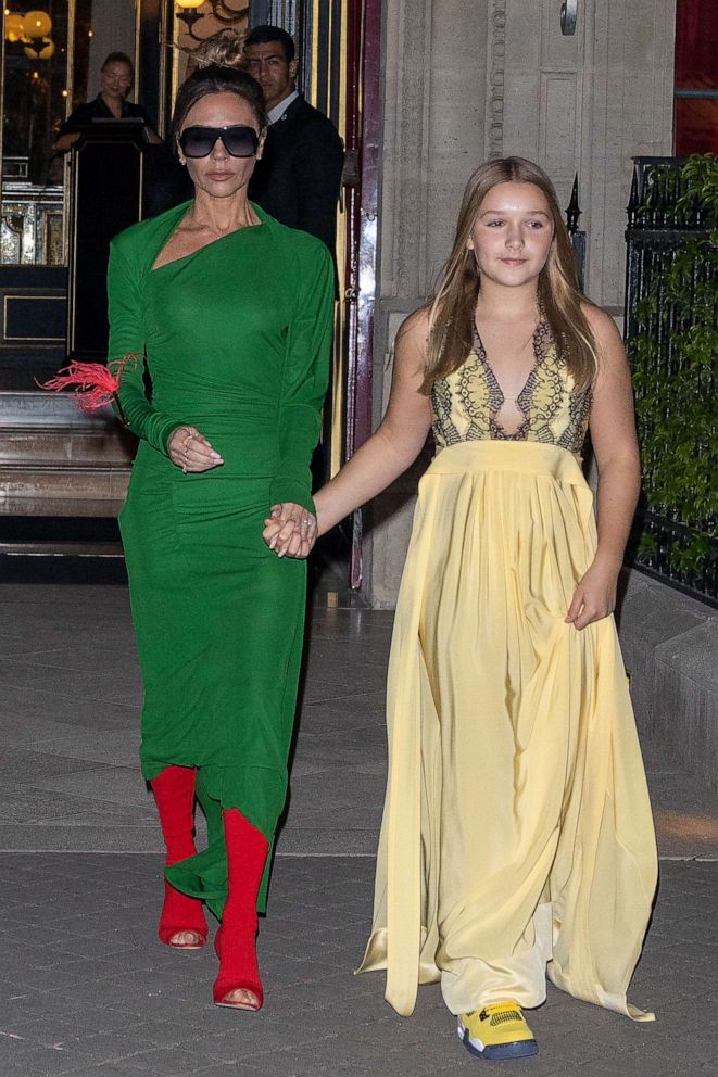 PHOTO: Victoria Beckham and daughter Harper Beckham are seen, Sept. 30, 2022, in Paris.