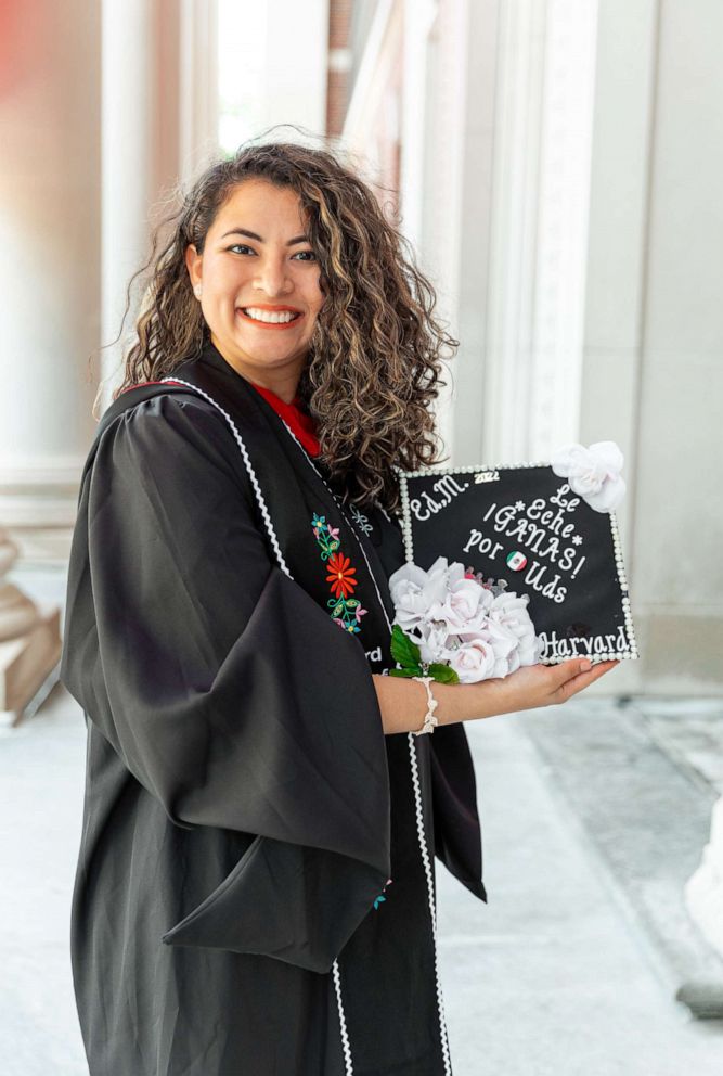 PHOTO: Nataly Morales Villa poses at her graduation from the Harvard Graduate School of Education on May 25, 2022.