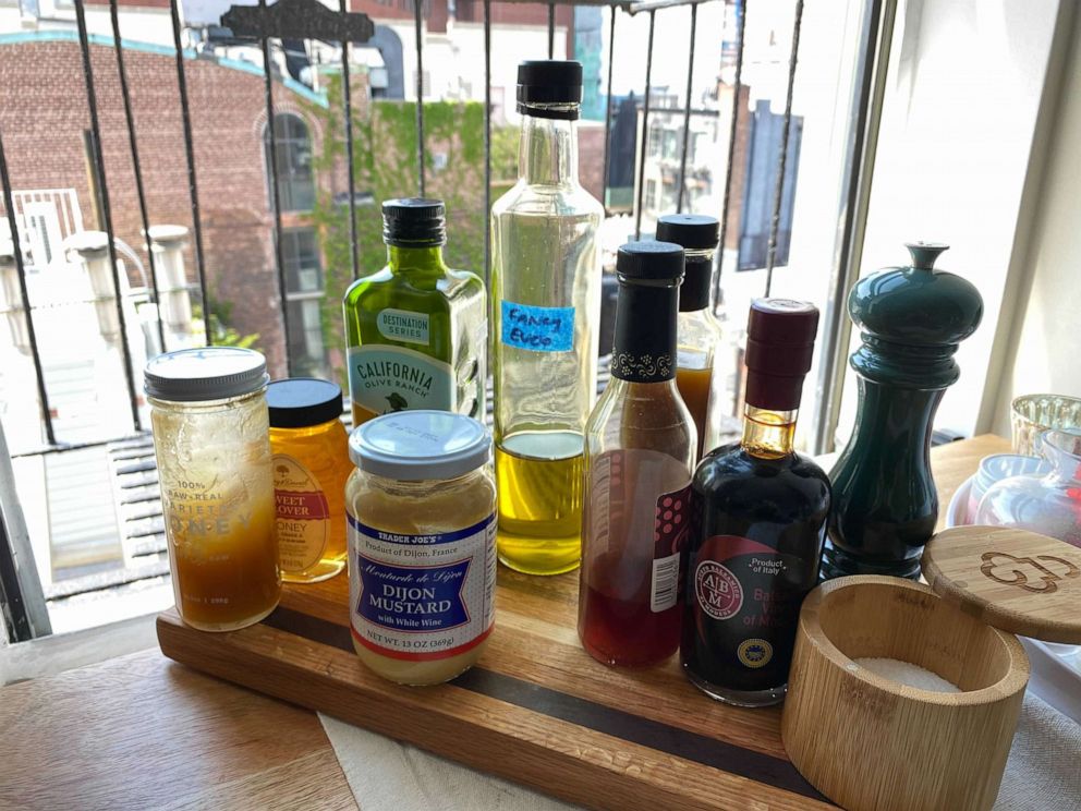 PHOTO: An assortment of ingredients that can be used to make different variations of vinaigrette.