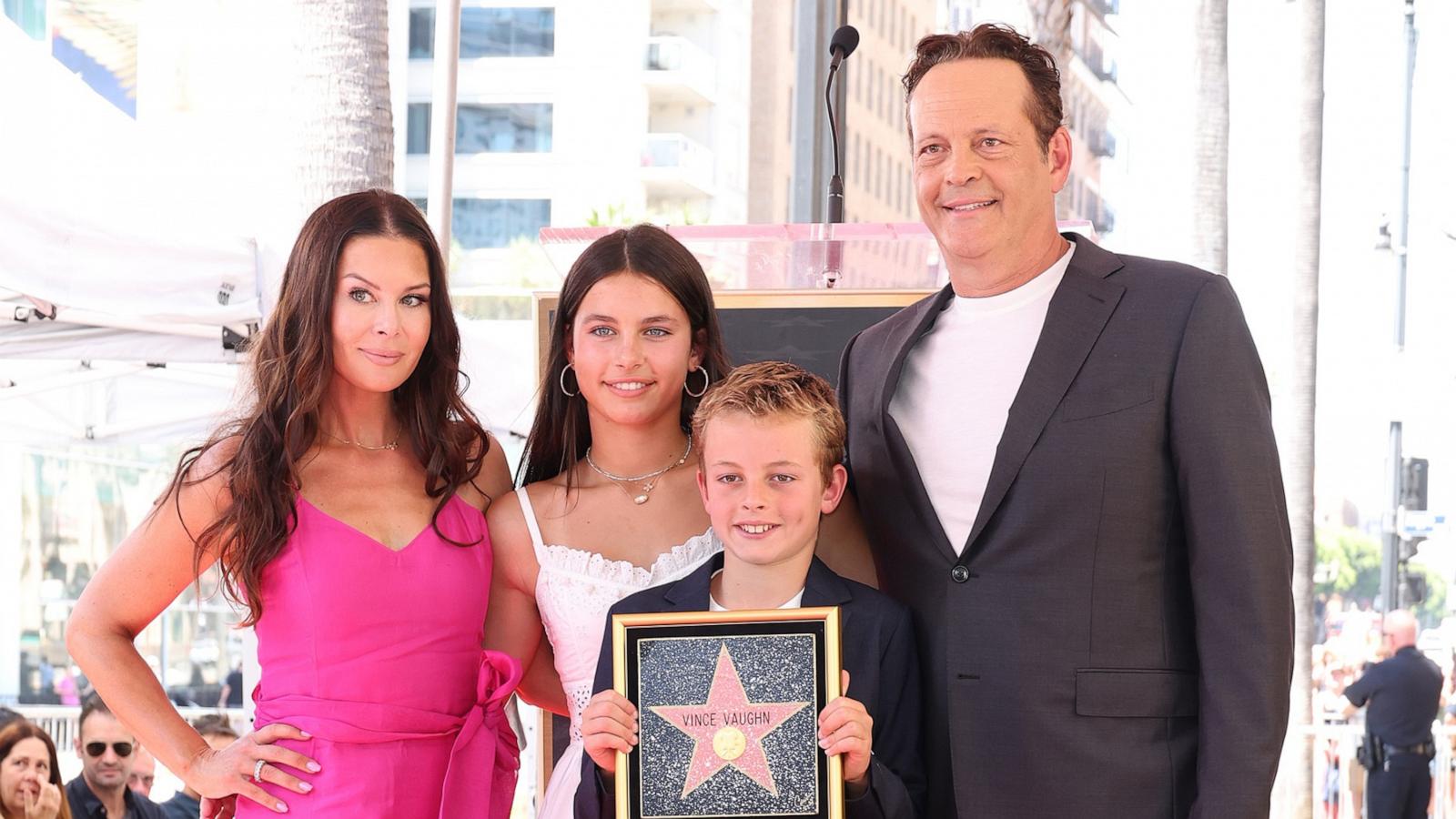 PHOTO: Kyla Weber, Locklyn Kyla Vaughn, Vernon Lindsay Vaughn and Vince Vaughn attend The Hollywood Walk of Fame star ceremony honoring Vince Vaughn on Aug. 12, 2024 in Hollywood, Calif.