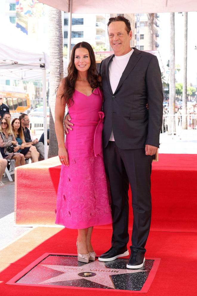 PHOTO: Kyla Weber and Vince Vaughn attend The Hollywood Walk of Fame star ceremony honoring Vince Vaughn on Aug. 12, 2024 in Hollywood, Calif.