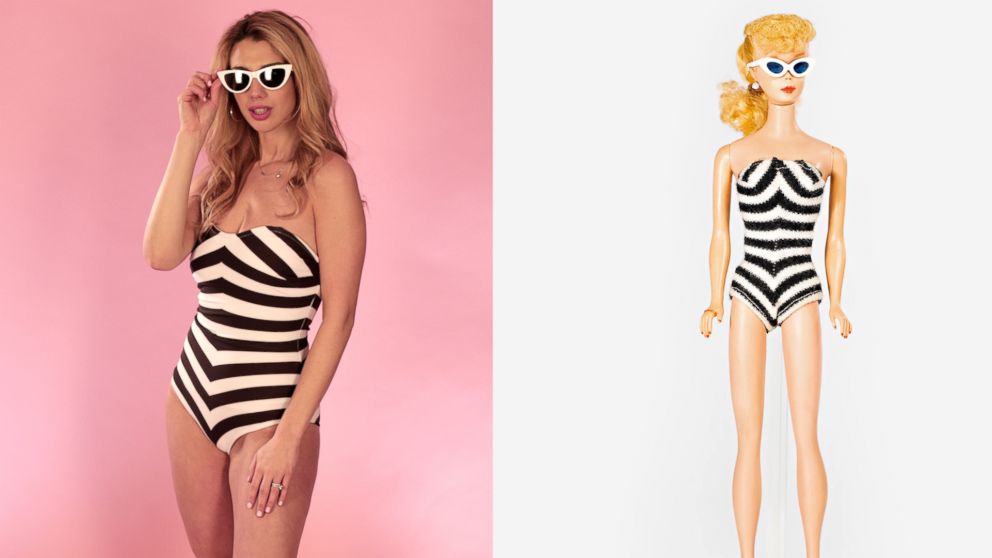 vintage barbie black and white swimsuit