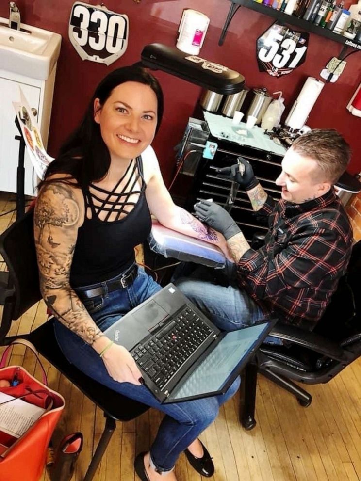 PHOTO: Jessica Leonard of Ohio showed off her tattoos in a viral headshot.
