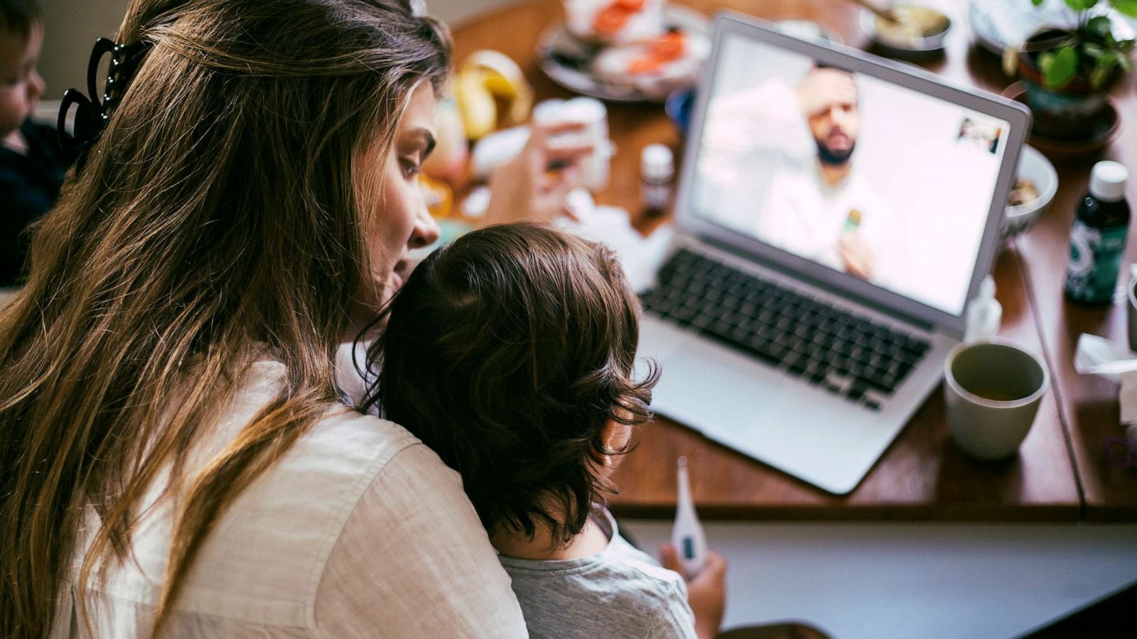 PHOTO: Stock photo of a virtual meeting with a doctor.