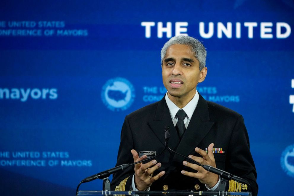 PHOTO: Surgeon General Vivek Murthy speaks during the United States Conference of Mayors 91st Winter Meeting, Jan. 18, 2023, in Washington, D.C.