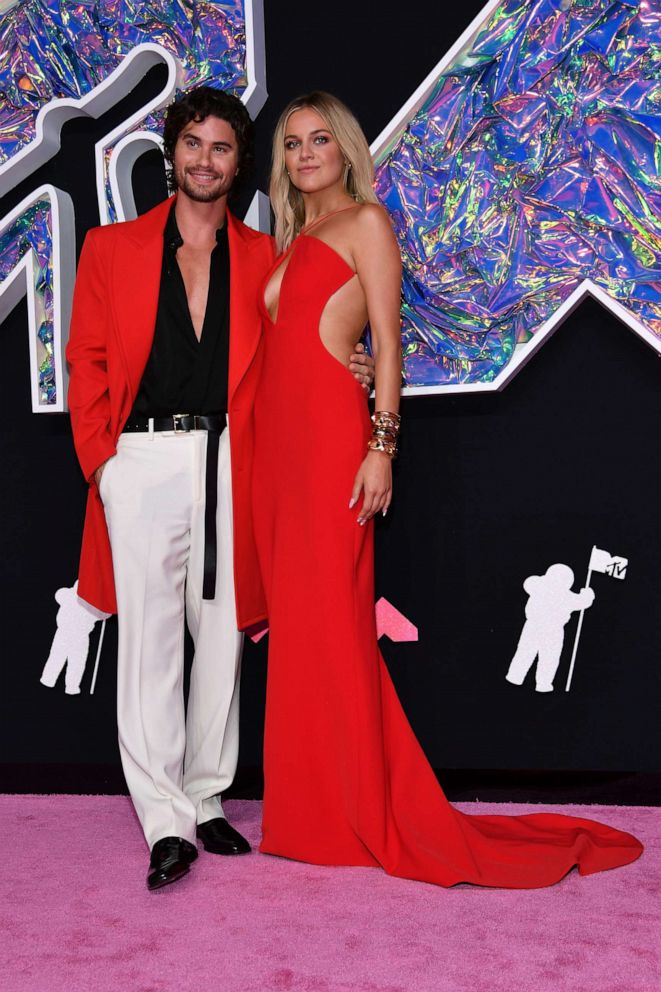 PHOTO: (L-R) Chase Stokes and Kelsea Ballerini attend the 2023 MTV Video Music Awards at Prudential Center on Sept. 12, 2023 in Newark, N. J.