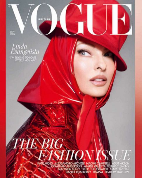 Linda Evangelista lands British Vogue cover, revealing she taped her face  and jaw - Good Morning America