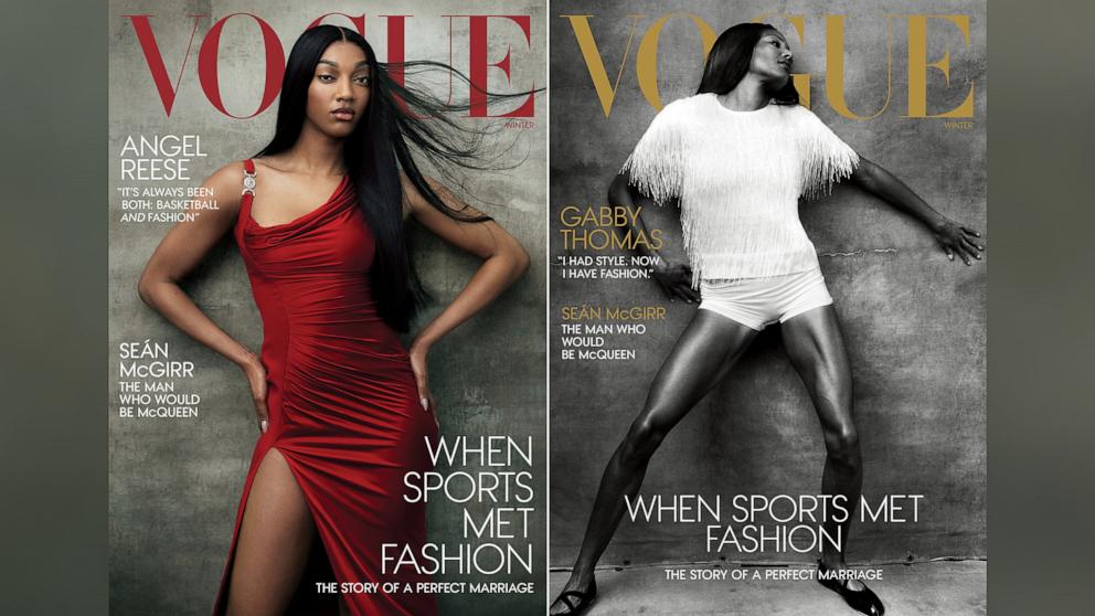 PHOTO: Angel Reese and Gabby Thomas appear on the covers for Vogue's Winter 2025 issue.